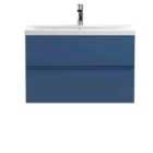 Hudson Reed Urban Wall Hung 2 Drawer Vanity Unit With Mid-edge Basin 800Mm - Satin Blue