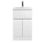 Hudson Reed Urban Floor Standing 2 Door 1 Drawer Vanity Unit With Mid-edge Basin 500Mm - Satin White