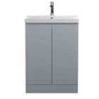 Hudson Reed Urban Floor Standing 2 Door Vanity Unit With Thin-edge Basin 600Mm - Satin Grey