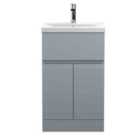 Hudson Reed Urban Floor Standing 2 Door 1 Drawer Vanity Unit With Mid-edge Basin 500Mm - Satin Grey