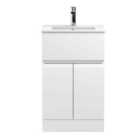 Hudson Reed Urban Floor Standing 2 Door 1 Drawer Vanity Unit With Minimalist Basin 500Mm - Satin White