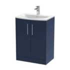 Hudson Reed Juno 600Mm Floor Standing 2-door Vanity & Basin 4 - Midnight Blue
