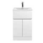 Hudson Reed Urban Floor Standing 2 Door 1 Drawer Vanity Unit With Curved Basin 500Mm - Satin White