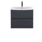 Hudson Reed Urban Wall Hung 2 Drawer Vanity & Laminate Worktop, 600Mm - Soft Black