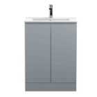 Hudson Reed Urban Floor Standing 2 Door Vanity Unit With Minimalist Basin 600Mm - Satin Grey