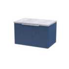 Hudson Reed Fluted 600Mm Wall Hung Single Drawer Vanity And Laminate Top - Satin Blue