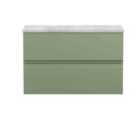 Hudson Reed Urban 800Mm Wall Hung 2-drawer Unit And Laminate Top - Satin Green