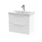Hudson Reed Fluted 600Mm Wall Hung 2-drawer Vanity And Thin-edge Basin - Satin White