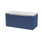 Hudson Reed Fluted 800Mm Wall Hung Single Drawer Vanity And Laminate Top - Satin Blue