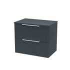 Hudson Reed Fluted 600Mm Wall Hung 2-drawer Vanity And Worktop - Soft Black