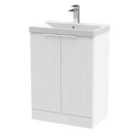 Hudson Reed Fluted 600Mm Floor Standing 2-door Vanity And Thin-edge Basin - Satin White