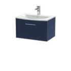 Hudson Reed Juno 600Mm Wall Hung Single Drawer Vanity & Basin 4 - Midnight Blue