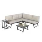 Home Garden Direct Monaco - Lounge Corner Sofa Set - Grey - Transforms into x2 Sunbeds