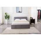 Kosy Koala Ottoman Storage Bed grey small double 4ft line pattern fabric velvet and 1 Mattress bedroom furniture