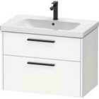 Duravit D-code 784Mm X 460Mm 2 Drawer Wall Hung Vanity Unit W/ Black Handle - Matt White