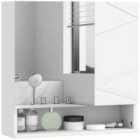 kleankin Wall Mounted Bathroom Storage Cupboard W/ Mirror and Shelf, White
