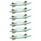 Floating Glass Bathroom Corner Shelves - 20Cm - Clear/Gold - Pack Of 6