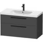 Duravit D-code 984Mm X 460Mm 2 Drawer Wall Hung Vanity Unit W/ Black Handle - Matt Graphite