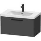 Duravit D-code 784Mm X 460Mm 1 Drawer Wall Hung Vanity Unit W/ Black Handle - Matt Graphite