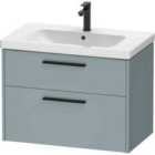 Duravit D-code 784Mm X 460Mm 2 Drawer Wall Hung Vanity Unit W/ Black Handle - Fjord Green