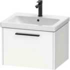 Duravit D-code 584Mm X 460Mm 1 Drawer Wall Hung Vanity Unit W/ Black Handle - Matt White