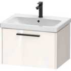 Duravit D-code 634Mm X 460Mm 1 Drawer Wall Hung Vanity Unit W/ Black Handle - Gloss White