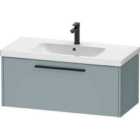 Duravit D-code 984Mm X 460Mm 1 Drawer Wall Hung Vanity Unit W/ Black Handle - Fjord Green
