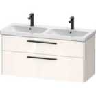 Duravit D-code 1184Mm X 460Mm 2 Drawer Wall Hung Vanity Unit W/ Black Handle - Gloss White