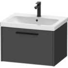 Duravit D-code 634Mm X 460Mm 1 Drawer Wall Hung Vanity Unit W/ Black Handle - Matt Graphite