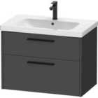 Duravit D-code 784Mm X 460Mm 2 Drawer Wall Hung Vanity Unit W/ Black Handle - Matt Graphite