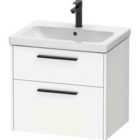 Duravit D-code 634Mm X 460Mm 2 Drawer Wall Hung Vanity Unit W/ Black Handle - Matt White