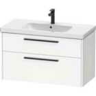 Duravit D-code 984Mm X 460Mm 2 Drawer Wall Hung Vanity Unit W/ Black Handle - Matt White