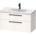 Duravit D-code 984Mm X 460Mm 2 Drawer Wall Hung Vanity Unit W/ Black Handle - Gloss White
