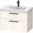 Duravit D-code 784Mm X 460Mm 2 Drawer Wall Hung Vanity Unit W/ Black Handle - Gloss White