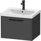 Duravit D-code 584Mm X 460Mm 1 Drawer Wall Hung Vanity Unit W/ Black Handle - Matt Graphite