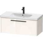 Duravit D-code 984Mm X 460Mm 1 Drawer Wall Hung Vanity Unit W/ Black Handle - Gloss White