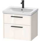 Duravit D-code 634Mm X 460Mm 2 Drawer Wall Hung Vanity Unit W/ Black Handle - Gloss White
