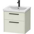 Duravit D-code 584Mm X 460Mm 2 Drawer Wall Hung Vanity Unit W/ Black Handle - Pale Green