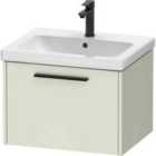 Duravit D-code 584Mm X 460Mm 1 Drawer Wall Hung Vanity Unit W/ Black Handle - Pale Green
