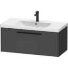 Duravit D-code 984Mm X 460Mm 1 Drawer Wall Hung Vanity Unit W/ Black Handle - Matt Graphite