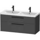 Duravit D-code 1184Mm X 460Mm 2 Drawer Wall Hung Vanity Unit W/ Black Handle - Matt Graphite