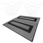 Monstershop Hexagon LED Lights x 2 & Vented Garage Floor Tiles With Edges - 165 Grey & 60 Black
