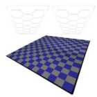 Monstershop Hexagon LED Lights x 2 & Vented Garage Floor Tiles With Edges - 120 Grey & 120 Blue