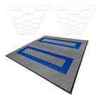 Monstershop Hexagon LED Lights x 2 & Vented Garage Floor Tiles With Edges - 165 Grey & 60 Blue