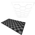 Monstershop Hexagon LED Light & Vented Garage Floor Tiles With Edges - 60 Black & 60 Grey