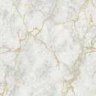Grandeco Gold Veined Marble Blown Vinyl Wallpaper, White Grey