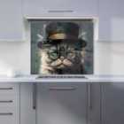 Warren Reed - Designer Selkirk Rex Cat With Glasses Splashart Kitchen Splashback W900Mm X H750Mm