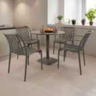 Albin 80 Round Table Nickel Grey With 04 Alma Armchair Nickel Grey Set