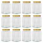 Argon Tableware Hexagonal Glass Jam Jars with Gold Lids - 250ml - Pack of 12
