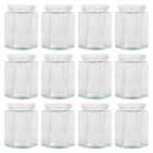 Argon Tableware Hexagonal Glass Jam Jars with White Lids - 250ml - Pack of 12